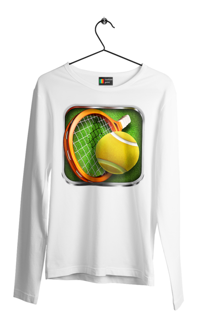 Чоловічий лонгслів з принтом "Теніс". Великий теніс, гравці, лондон, м`яч, призовий фонд, ракетка, спонсор, турнір на ґрунті, турнір на траві, турнірна сітка. 2070702