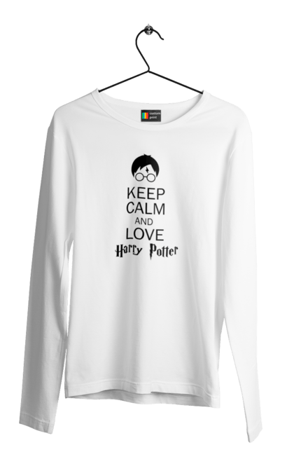 Чоловічій лонгслів з принтом "Keep calm and love Harry Potter". Gryffindor, harry potter, hogwarts, keep calm, гаррі поттер, грифіндор, книга, фільм, франшиза, хогвартс. 2070702