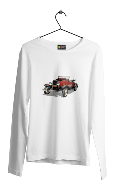 Чоловічий лонгслів з принтом "Авто.4". Авто, професійне фото, ретро авто, фото, червона гамма барв. 2070702