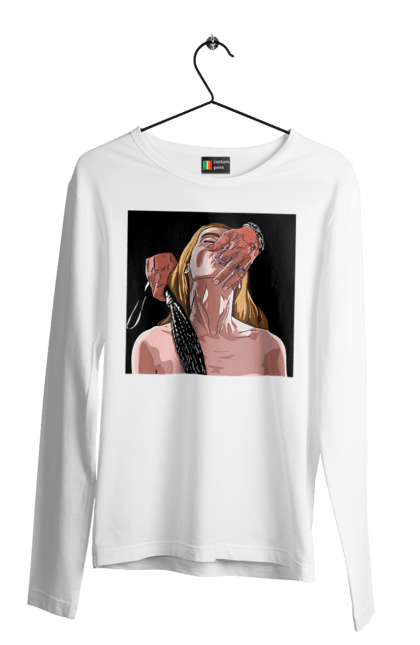 Чоловічий лонгслів з принтом "Дівчина У Полоні Чоловіка З Батогами". Батіг, пристрасть, смоктати. 2070702