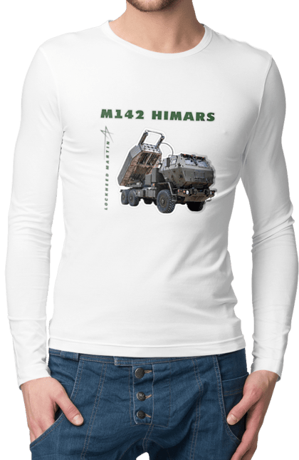 Чоловічій лонгслів з принтом "HIMARS M142". Зсу, рсзв, слава україні, химера, хімарс, хімерс. aslan
