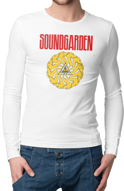 Мужской лонгслив с принтом Soundgarden. Sound garden, soundgarden, альтернативный рок, гранж, группа, метал, музыка, рок, хард-рок. 2070702