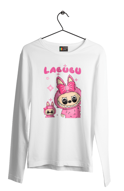 Чоловічий лонгслів з принтом "Лабубу". Іграшка лабубу, лабубу, лабубу кока кола, мерч лабубу, мила, рожева лабубу, смішна лабубу. 2070702