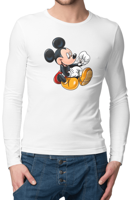 Чоловічій лонгслів з принтом "Міккі Маус". Mickey mouse, дісней, міккі, міккі маус, мультфільм. 2070702