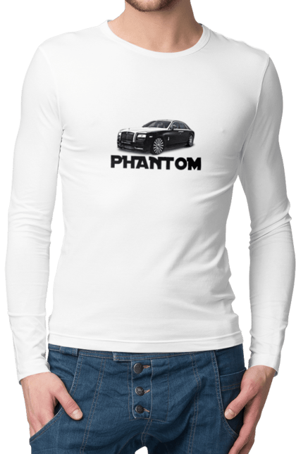 Чоловічий лонгслів з принтом "Ролс ройс". Авто, автомобіль, люкс клас, ролс ройс, седан, фантом. 2070702