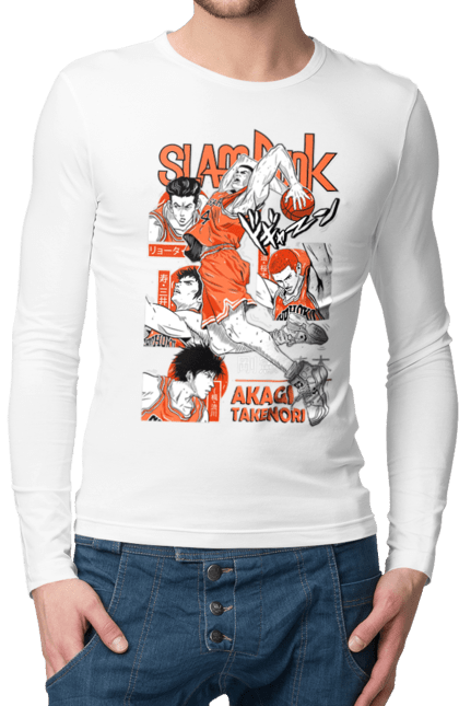 Men's longsleeve with prints Slam Dunk Takenori Akagi. Anime, basketball, comedy, manga, school, shonen, slam dunk, sports anime, takenori akagi. 2070702