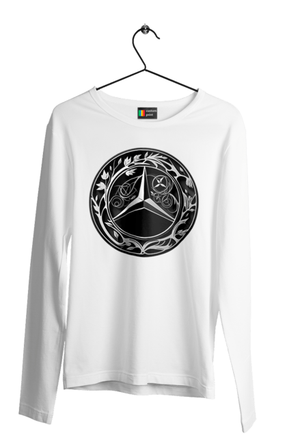 Чоловічий лонгслів з принтом "Mercedes Benz Лого Арт". Авто, автомобіль, логотип мерседес, машини, мерс, мерседес. 2070702