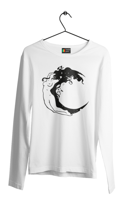 Men`s longsleeve with prints Moon girl. Cosmic, girl, moon, space, stars. 2070702