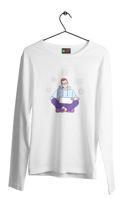 Чоловічий лонгслів з принтом "Я програміст". Angular, c, css, html, it, javascript, jquery, php, python, react, svelt, vue, айтишник, айті, гумор, код, кодувати, прогер, програміст, програмісти, ти ж, ти ж програміст, тиж програміст. 2070702
