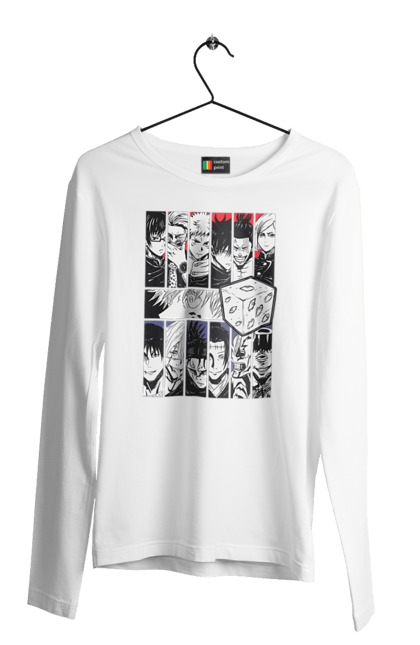 Men's longsleeve with prints Jujutsu Kaisen. Anime, dark fantasy, gojo, jujutsu kaisen, magic battle, manga, mystic. 2070702