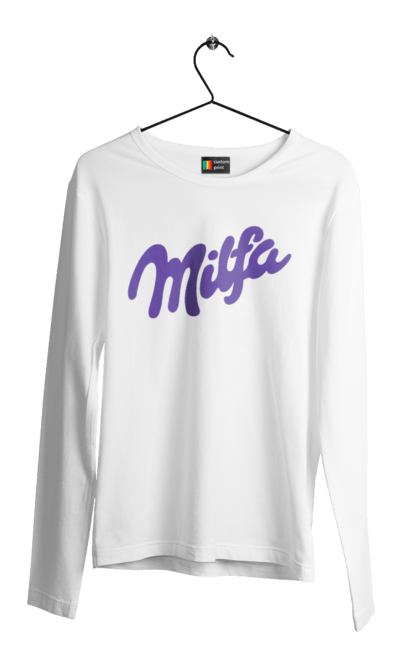 Чоловічий лонгслів з принтом "Milfa". Гумор, для жінок, жіноча, меми, мілка, мілфа, прикол, смішне, смішні. 2070702