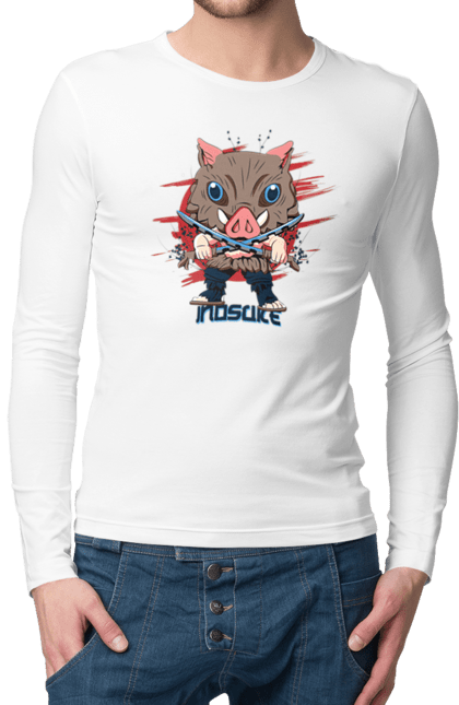 Men's longsleeve with prints Demon Slayer Inosuke. Anime, demon slayer, inosuke, inosuke hashibira, kimetsu no yaiba, manga. 2070702