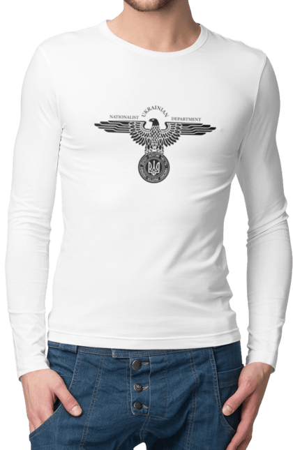 Чоловічий лонгслів з принтом "Орел і Герб". Герб, герб україни, орел, патріотичне, україна, українська символіка, українське. 2070702