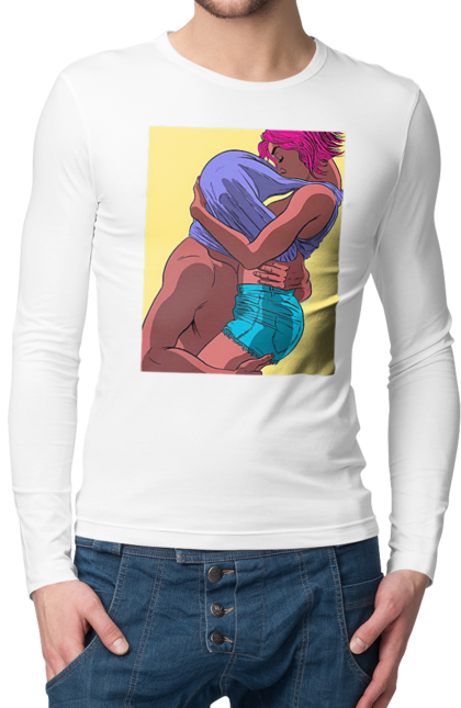 Men`s longsleeve with prints Man Under The T-Shirt In Girls. Boobs, passion. 2070702