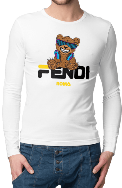 Men's longsleeve with prints Fendi. Bag, bear, brand, clothes, fashion, fashion house, fendi, italy, luxury, lvmh. 2070702