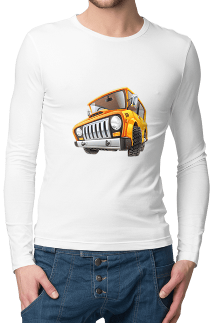 Чоловічий лонгслів з принтом "Вантажівка". Авто, автомобіль, вантажівка, дитячий малюнок, зображення авто. 2070702