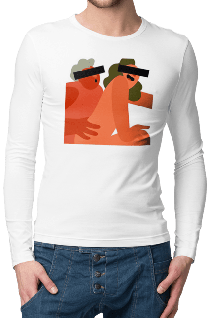 Чоловічий лонгслів з принтом "Кохання та прихована камера". Prikol, smex, гумор, дружба, жуйка, любов, мир, нас не впізнають, прихована камера, секс. 2070702