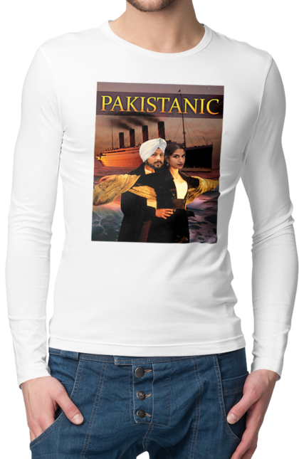 Чоловічий лонгслів з принтом "Pakistanic". Гумор, кіно, креативні, пакістан, приколи, прикольні, смішні, титанік, тренди, фільми. 2070702