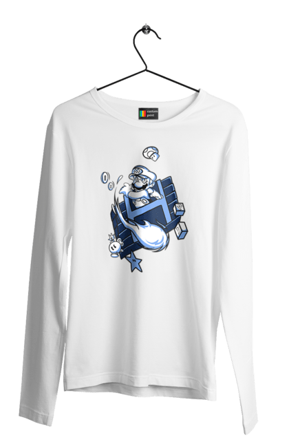 Чоловічій лонгслів з принтом "Маріо". Mario bros, nintendo, брат, гра, маріо, персонаж. PrintMarket - інтернет-магазин одягу та аксесуарів з принтами плюс конструктор принтів - створи свій унікальний дизайн