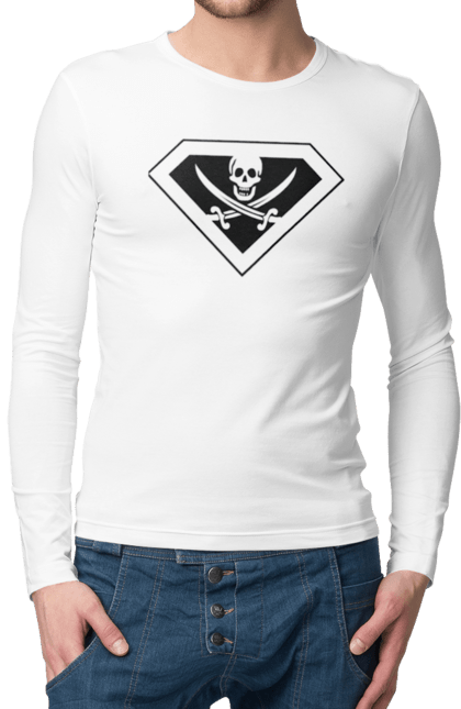 Чоловічий лонгслів з принтом "Суперпірат". Бетмен, кіно, комікси, марвел, супергерої, супермен, фільми. 2070702