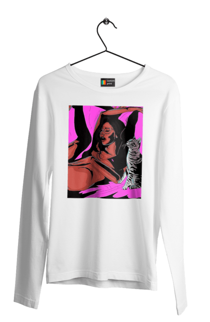 Men`s longsleeve with prints Girl Gets Fun. Cat, naked, passion, satisfaction. 2070702