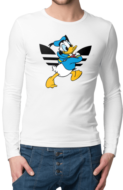 Чоловічій лонгслів з принтом "Adidas Дональд Дак". Adidas, daisy duck, donald duck, адідас, дейзі дак, дональд дак, мультсеріал, мультфільм. 2070702