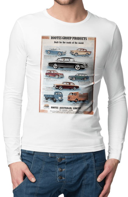 Чоловічий лонгслів з принтом "Аутомобільйо". Rootes, rootes (australia) limited, rootes group, rootes group products. 2070702