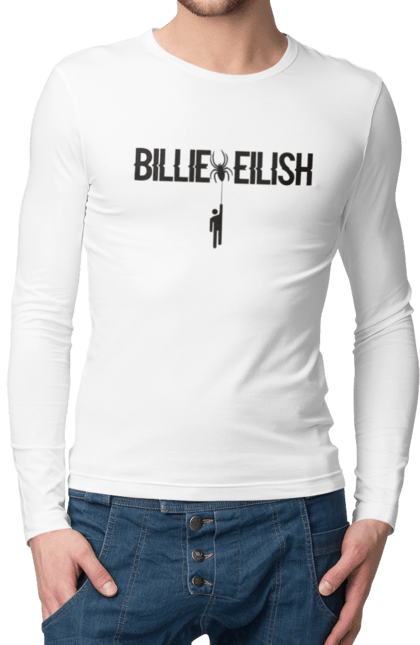 Чоловічій лонгслів з принтом "Біллі Айліш". Біллі айліш, логотип біллі айліш, принт біллі айліш, співачка біллі айліш. CustomPrint.market