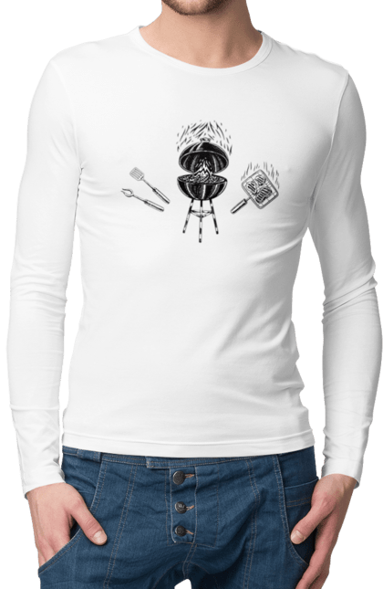 Чоловічий лонгслів з принтом "Барбекю Смажити М'ясо". Барбекю, м`ясо, смажити. 2070702