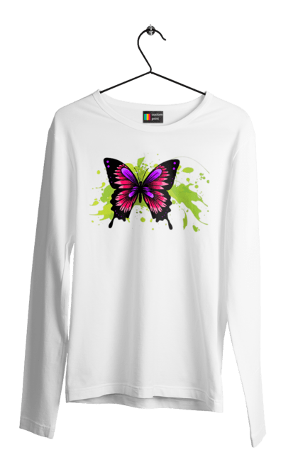 Men`s longsleeve with prints Pink Butterfly. Butterfly. 2070702