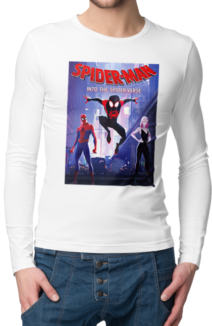 Чоловічій лонгслів з принтом "Людина павук". Avengers, comics, film, marvel, sony, spiderman, superhero. CustomPrint.market