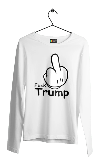 Чоловічий лонгслів з принтом "До біса Трампа". America, fuck, trump, usa, америка, до біса, президент, сша, трамп. 2070702
