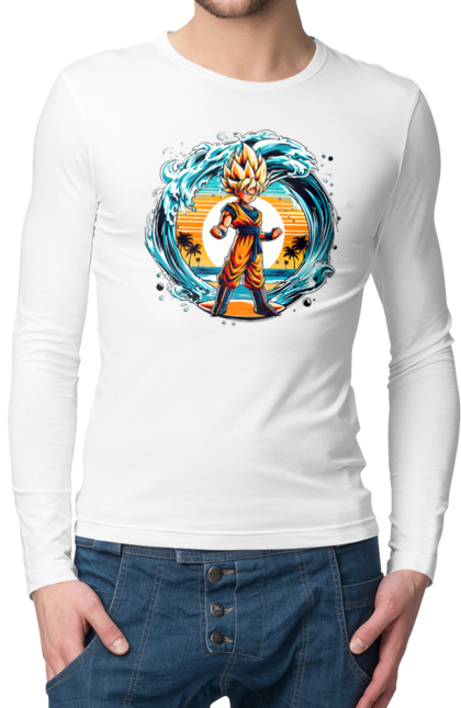 Men's longsleeve with prints Dragon Ball Son Goku. Anime, dragon ball, goku, manga, son goku, tv series. 2070702