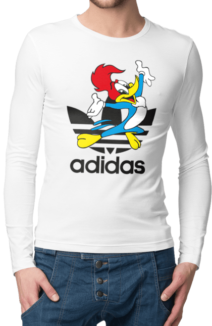 Чоловічій лонгслів з принтом "Adidas Вуді Вудпекер". Adidas, woody woodpecker, адідас, вуді, вуді вудпекер, дятел вуді, мультсеріал. 2070702