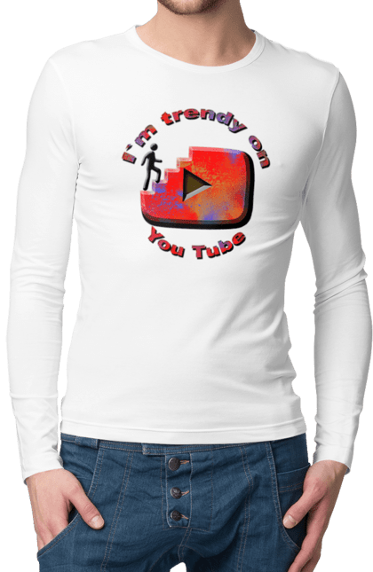 Чоловічій лонгслів з принтом "YouTube". Logo, trend, youtube, популярні, ютуб, я у тренді. PrintMarket - інтернет-магазин одягу та аксесуарів з принтами плюс конструктор принтів - створи свій унікальний дизайн
