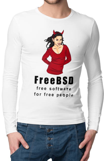 Чоловічий лонгслів з принтом "Freebsd Для Вільних". Bsd, freebsd, unix, адміністратор, айті, айтішник, безкоштовна, безкоштовно, бестія, вільна, демон, демонесса, доступність, незалежність, операційна система, ос, програміст, програмне забезпечення, свобода, сисадмін, система, системний адміністратор, софт, текст, червоний, чорний. 2070702