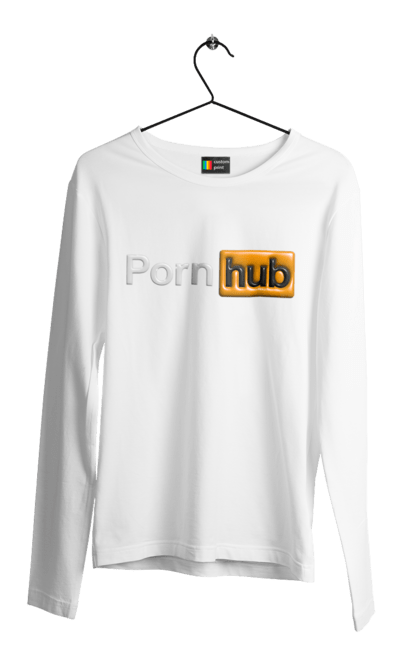 Чоловічий лонгслів з принтом "Порно Хаб". Гумор, логотип порнохаб, молодіжна, порно хаб, порнхаб. 2070702
