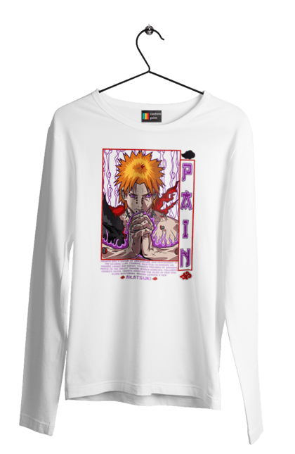 Men's longsleeve with prints Naruto Yahiko. Akatsuki, anime, character, manga, naruto, ninja, pain, tv series, yahiko. 2070702