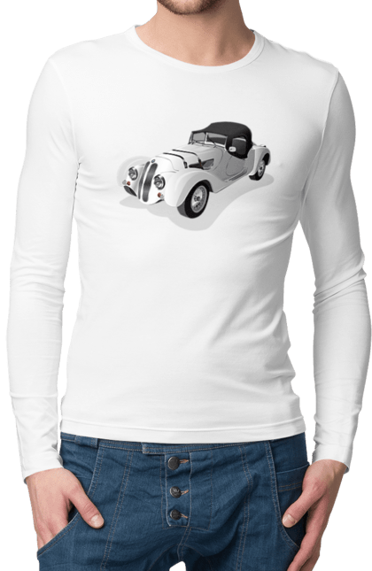 Чоловічий лонгслів з принтом "Автомобіль". Авто, автомобиль, класика, старовинна машина, старовинний. 2070702