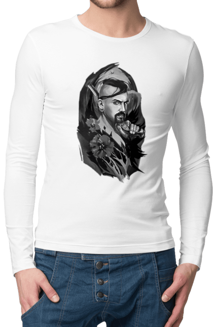 Men`s longsleeve with prints Cossack. Cossack, forelock, good ukrainian, pistol, tickets, vusa. 2070702