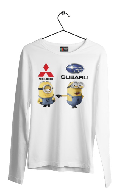 Чоловічий лонгслів з принтом "Minion Субару". Авто, машини, міньйони, мітсубісі, субару. 2070702