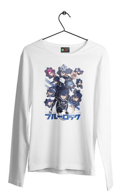 Men's longsleeve with prints Blue Lock. Anime, blue lock, blue prison, manga, sport, sports anime. 2070702