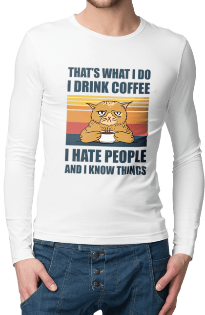 Чоловічий лонгслів з принтом "Невдоволений кіт". Angular, c, css, html, it, javascript, jquery, php, python, react, svelt, vue, айтишник, айті, гумор, код, кодувати, прогер, програміст, програмісти, ти ж, ти ж програміст, тиж програміст. 2070702