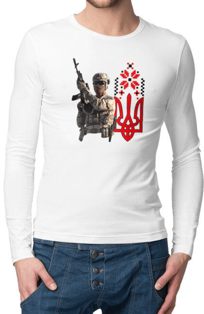 Чоловічий лонгслів з принтом "Гвардія наступу". F 16, himars, leopard, patriot, гвардія наступу, контрнаступ, літо 2023, літо контрнаступ, перемога. 2070702
