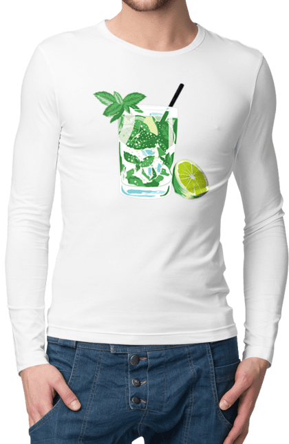 Men`s longsleeve with prints Mojito And Lemon Drink. Drink, lemon, mojito. 2070702