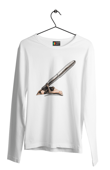 Чоловічий лонгслів з принтом "Великий Патрон". Дівчина, куля, патрон. 2070702