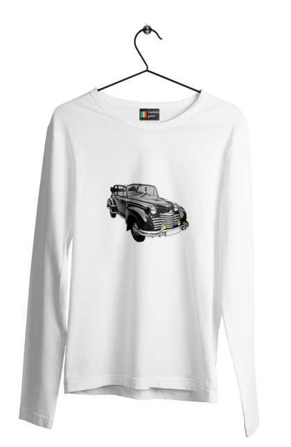 Чоловічий лонгслів з принтом "Авто.5". Авто, професійне фото, ретро авто, фото, чорний колір. 2070702