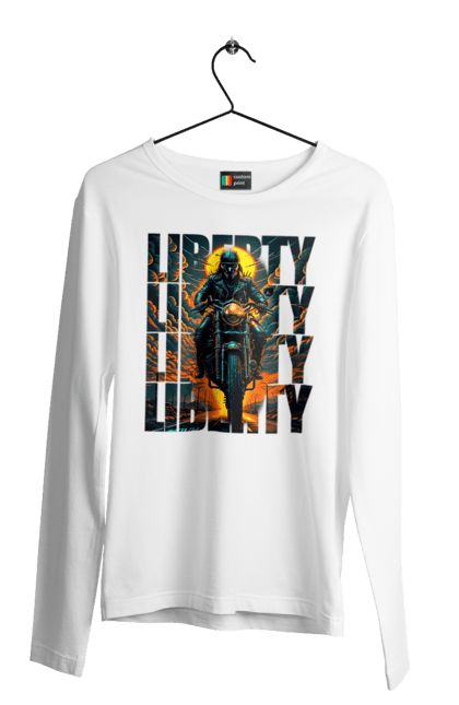 Чоловічий лонгслів з принтом "Байкер". Байкер, мотоцикліст, подорожі, свобода, туризм. 2070702