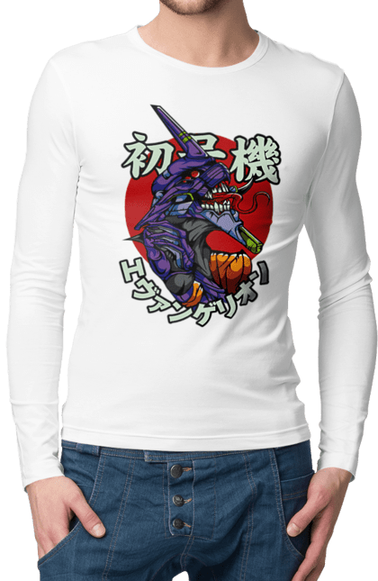 Men's longsleeve with prints Evangelion. Angel, anime, eva 01, evangelion, manga, neon genesis evangelion, shinji. 2070702