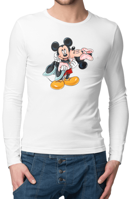 Чоловічій лонгслів з принтом "Міккі Маус та Мінні Маус". Mickey mouse, minnie mouse, дісней, міккі, міккі маус, мінні маус, мультфільм. 2070702